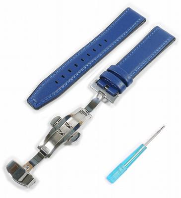 Swatch x OMEGA Leder- und Kautschukarmband mit D-Schließe (Marine)