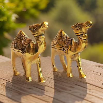 Elegance in Metal Camel Showpiece Set – Exquisites Wohndekor für einen Hauch von Wüsteneleganz (Golden_3x3 Zoll) 2er-Pack