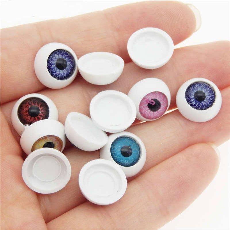 100Pcs 12mm Half Round Doll Eyes for DIY Crafts - Acrylic Eyeballs for Dolls, Bears, Halloween
