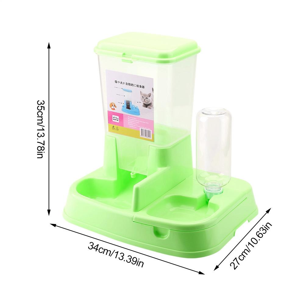 Automatic Pet Feeder Detachable Food Dispenser Water Bottle Cats Dogs Feeding Tool Pink