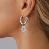 Punk Silver Color Asymmetry Flower Hoop Earrings For Women Fashion Red Zircon Heart Earrings Party Jewelry Accessories Gifts