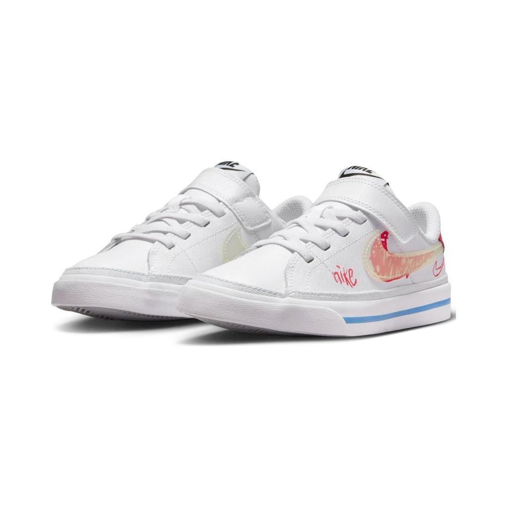 Nike Court Legacy Bequeme Rutschfeste Stoßdämpfung Low-Top Kinder Skateschuhe Kinder Sneaker Weiß Rot FB7777-100