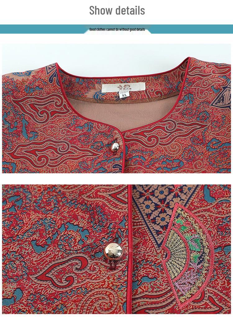 Chic Grandma Summer Seven-Sleeve Top Two-Piece Set - Chinese Style Fashion for Middle-Aged & Elderly Women