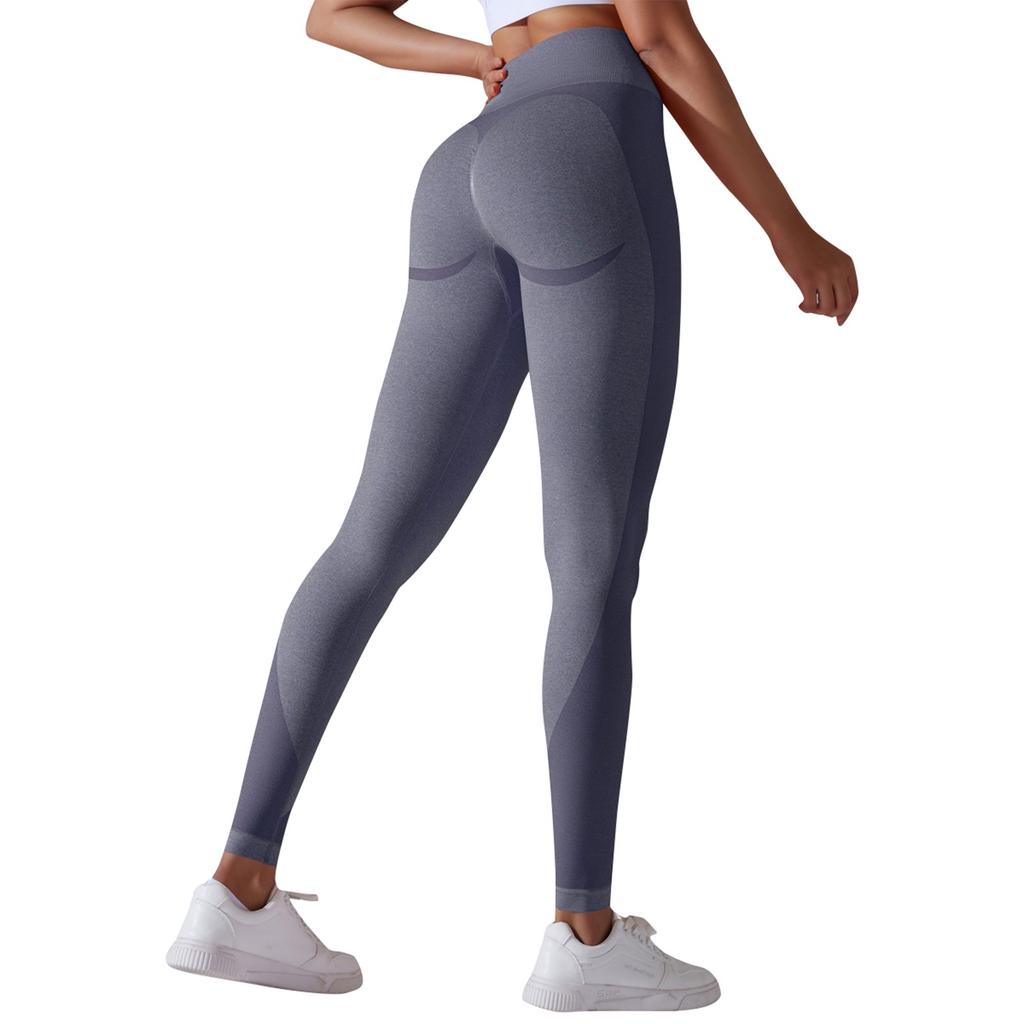 Pantaloni de damă fără cusături, tricotati, cu efect piersică la șolduri, cu talie înaltă, strâmți, pentru yoga, sport de agrement, alergare, fitness, foarte elastici, lungime nouă puncte