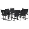 VidaXL Ensemble à manger de jardin 9 pcs noir textilène, ensemble à manger d'extérieur, meuble à manger de jardin, table et 3295123