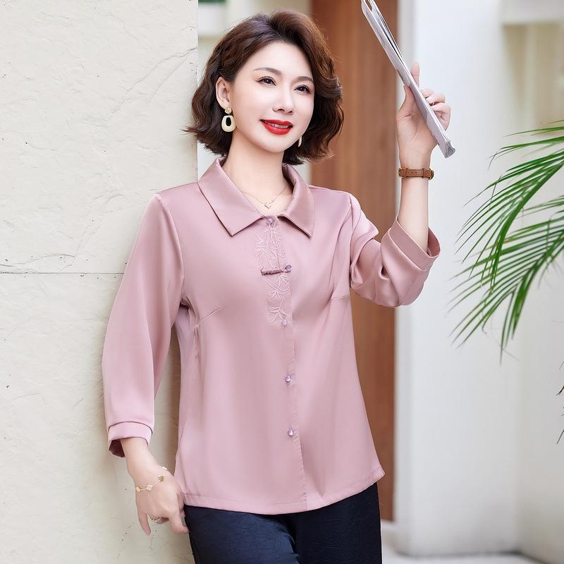 

May Day Wedding Dress: Elegant Seven-Sleeve Summer Top for Stylish Middle-Aged and Elderly Mothers L (80-100 catties)