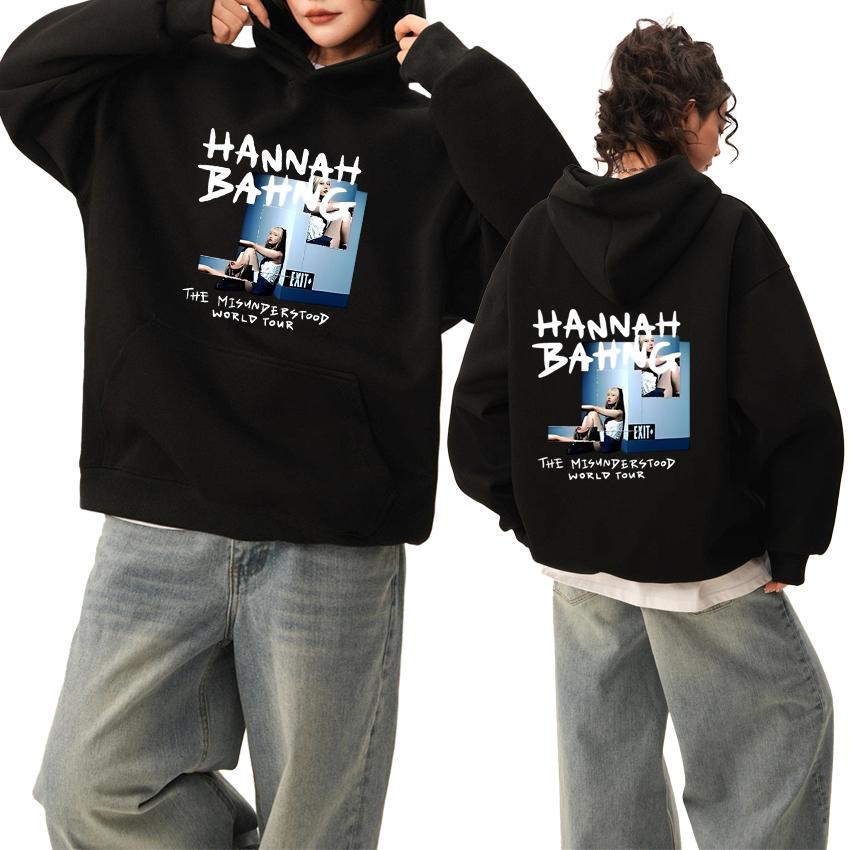 Hot Sale Hannah Bahng The Misunderstood World Tour 2025 Double Sided Hoodies Unisex Fashion Y2k Pullover Men Women Fleece Hoodie