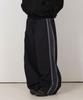 BOUNDARY Side Color Block Tape Nylon Track Pants [Black]