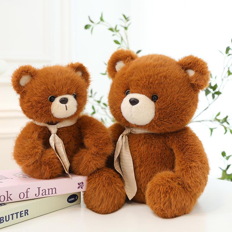 Brown Bear Doll Plush Toy Bow Tie Teddy Bear Doll Grab Machine Doll Sleeping Throw Pillow Birthday Gift Female