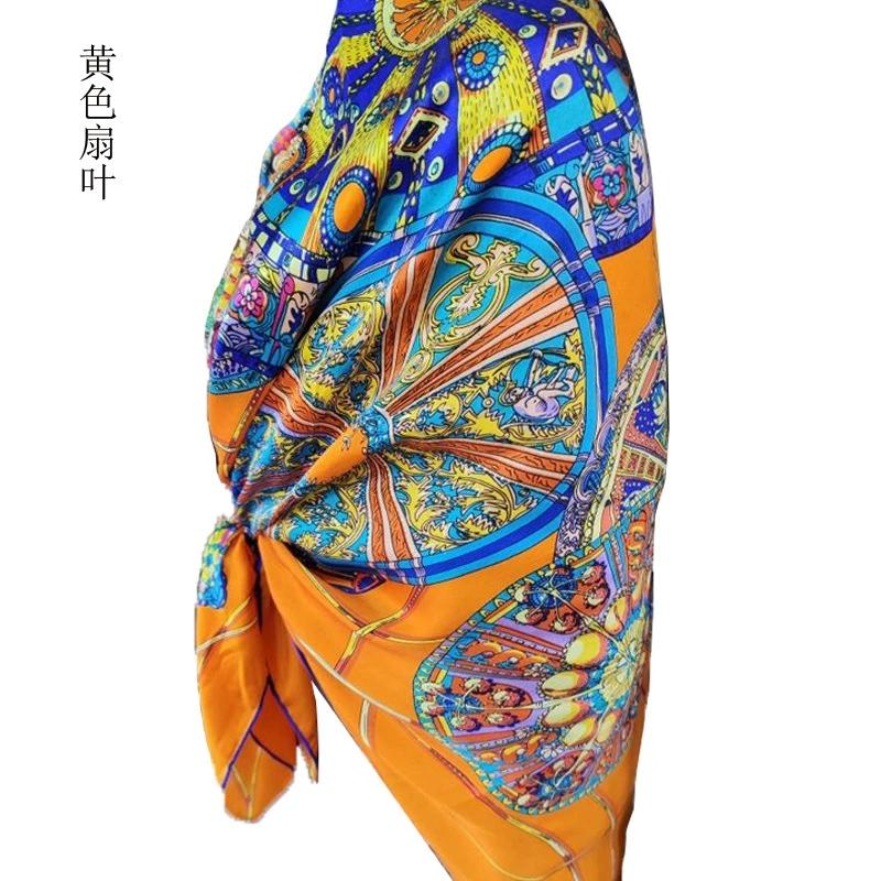 

Hangzhou Pure Silk Scarf Women Neck Foulard Square Small Headband Vintage Rolled Edge 110cm Neckerchief Scarves Bandana 110x110cm