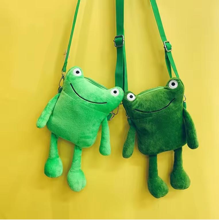 Kreative Cartoon-Umhängetasche Niedliche Grüne Frosch Crossbody-Tasche Damen Messenger Bag Ins Mädchen Plüschtasche Handtasche