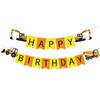 Construction Excavator Birthday Banner with Space Theme - Customizable Paper Pull Flags
