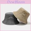 Vintage Boho Fisherman Hat With Embroidered Mountain Peak For Outdoor Sports And Sun Protection