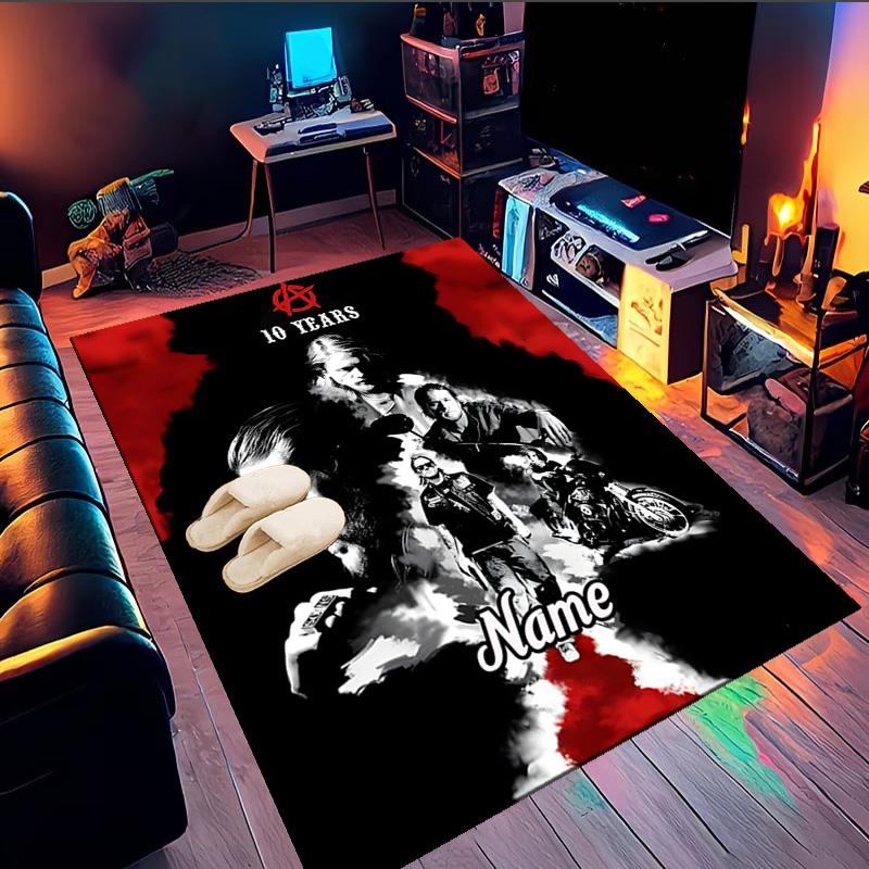 Custom Name Group Portrait Sons Rug Game Carpet, Floor Mat for Bedroom Living Room Entryway Rug, Home Decor Idea Gift for Christmas birthday