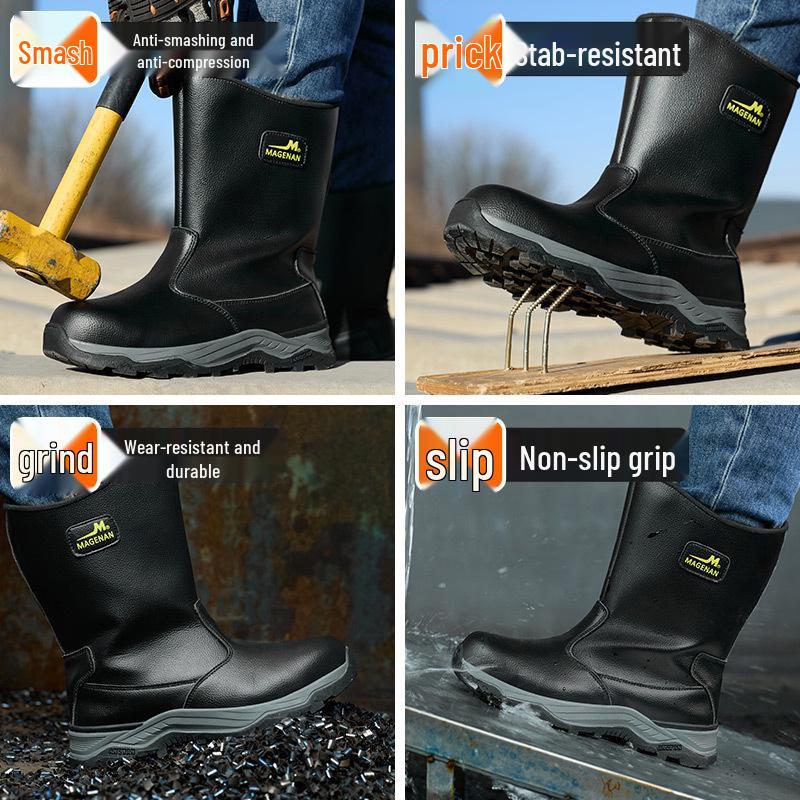 Unisex Steel Toe Safety Boots: Anti-smash, Anti-puncture, Water-repellent, Anti-scald, Ideal for Oilfield & Welding Work