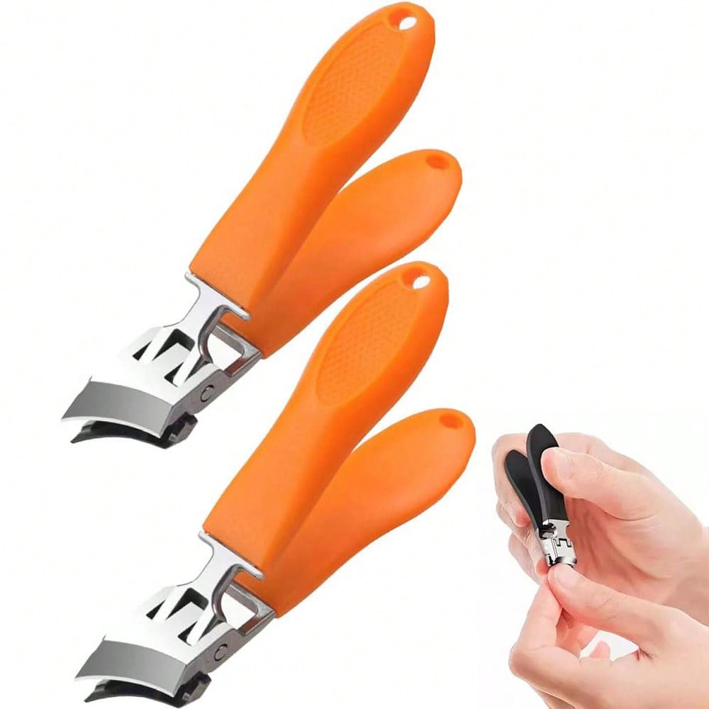 

2Pcs(Black+Orange) Wide Jaw Opening Anti-Splash Slanted Nail Clipper, Slanted Nail Clippers