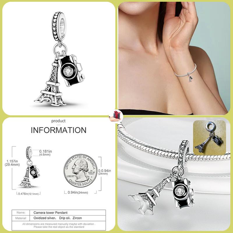 925 Silver Globe Airplane Charm Beads For DIY Bracelet Making Ladies Jewelry 3mm Original Design