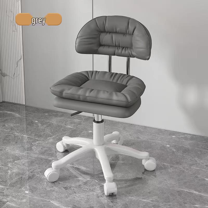 Modern Minimalist Adjustable Beauty Stool with Casters and Backrest