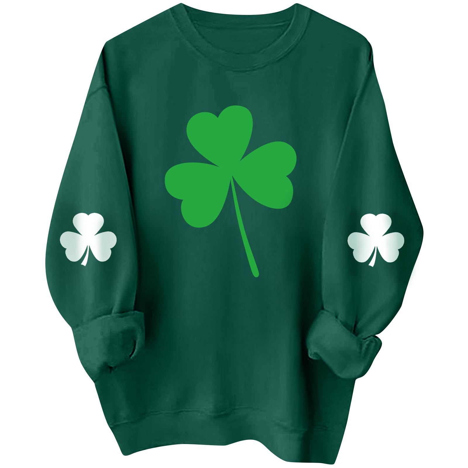

Жіночі світшоти з круглим вирізом і довгим рукавом великого розміру Funny St. Ірландський сорочковий пуловер Patrick s S зелений
