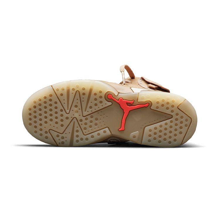 Travis Scott x Air Jordan 6 Retro PS Kaki Britannique Chaussures de Sport pour Enfants Tan Voile Cramoisi Vif DH0693-200