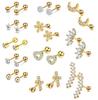 Stainless Steel Zirconia Threaded Ear Studs and Stainless Steel Piercing Ear Bone Pins Set
