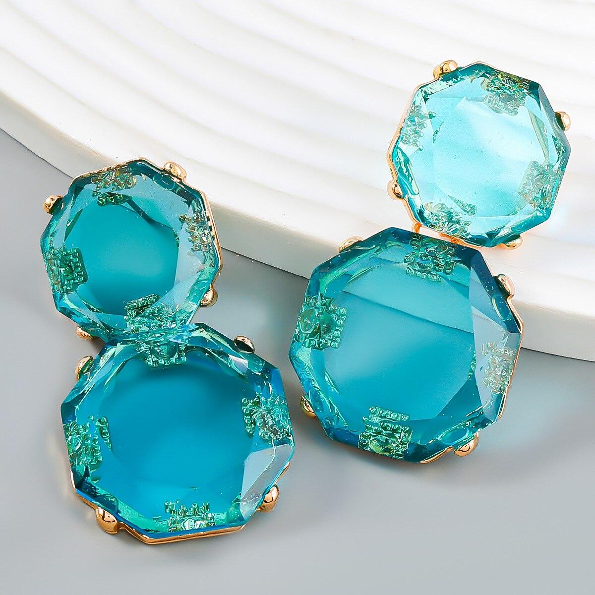 

Pinkdudu Ретро Рисунок 8 Многоугольные многоцветные серьги-капли из смолы Простые геометрические серьги из сплава для женщин Ювелирные изделия Подарки PD944 Blue синий