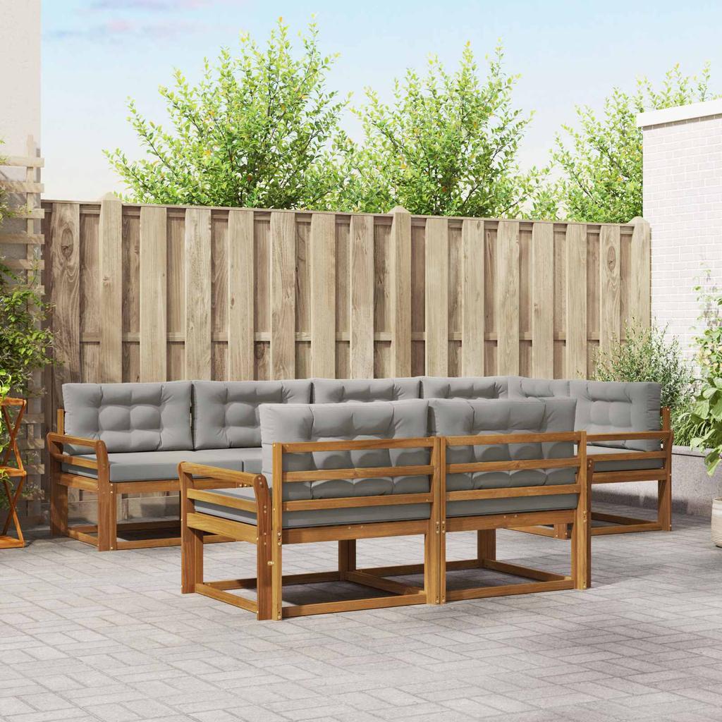 Outdoor Sofa Set with Cushions 7 pcs Natural and Light Grey
