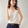 Women's Cashmere U-Neck Round Neck Knit Camisole - Solid Color, Warm, Twelve-Gauge