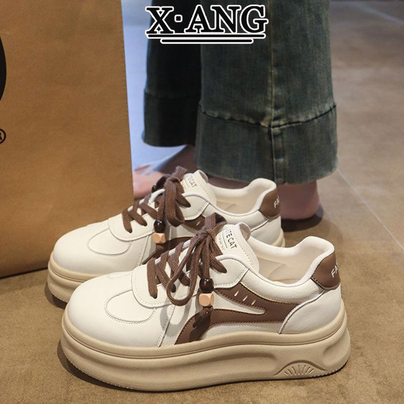 Leather Platform White Shoes Children's Autumn New Versatile Student Board Shoes Fashion Casual Sports Women's Shoes