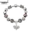 Women's Snowflake Diamond Heart Pendant Bracelet