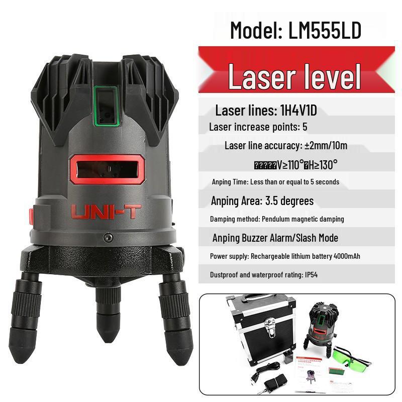 UNI-T LM555LD High-Precision Infrared Auto Line Laser Leveler with Rechargeable Lithium Battery
