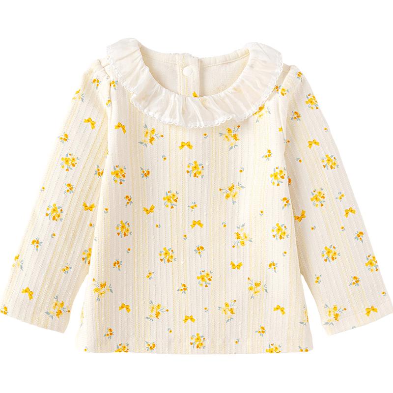 Balabala Girls' Floral Long-Sleeve Cotton T-Shirt