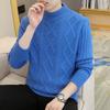 Autumn and Winter New Men's Clothing Student Thickened Twisted Korean Version Pullover Semi-turtleneck Knitted Sweater