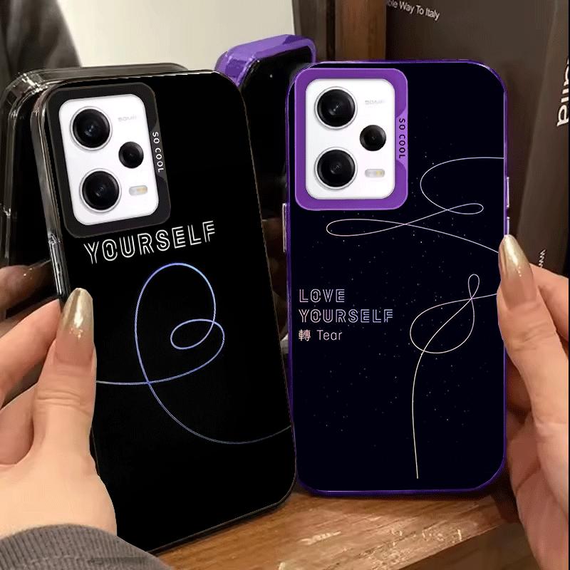 Love Yourself Flower Heart Line Kpop Shockproof Phone Case for Xiaomi Redmi Note 15 14 13 12 Pro Plus 11 11S 11T 5G Cover Anti F