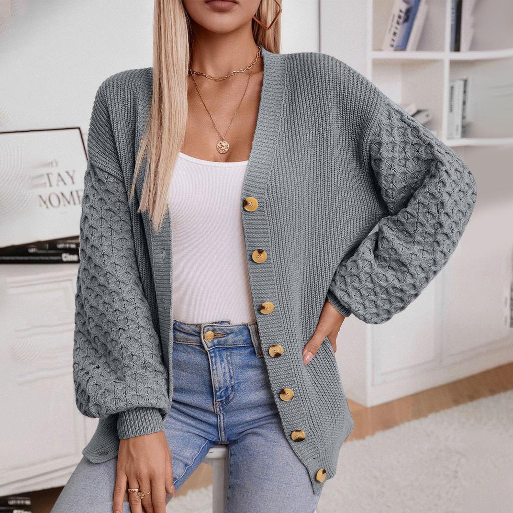 New Autumn And Winter Women's Knitted Cardigan Autumn And Winter Retro Loose Long-sleeved Sweater
