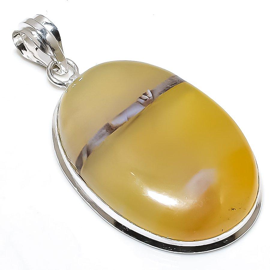 Yellow Aventurine Gemstone 925 Sterling Silver Jewelry Pendant 2.40" SU-10810