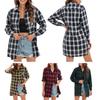 Neue Herbst Frauen Übergroßen Plaid Tartan Hemd Tasten Tasche Drehen-unten Kragen Langarm Baggy