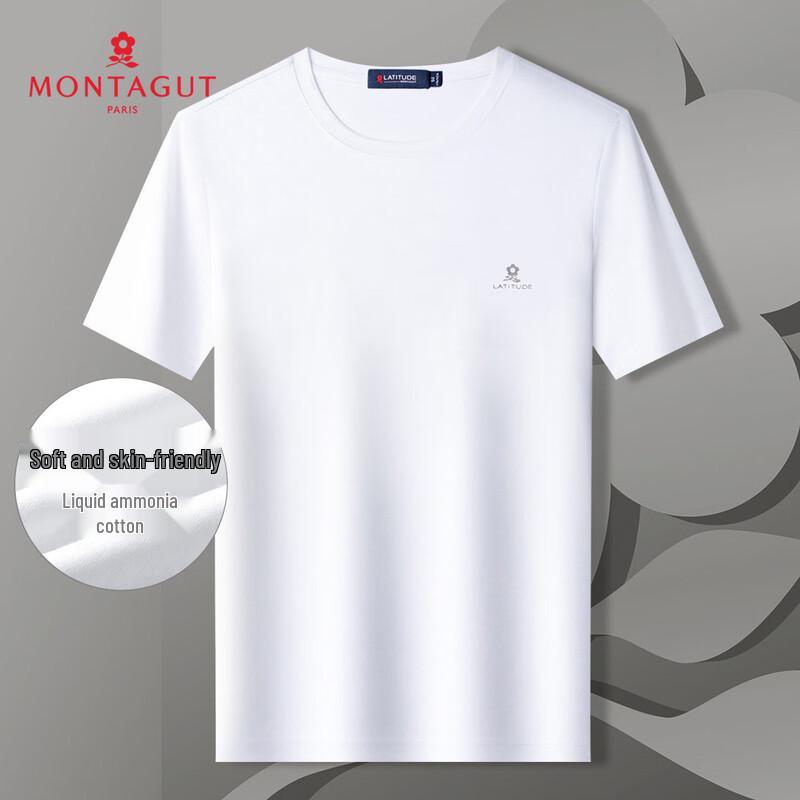 T-shirt da uomo MONTAGUT in cotone ad ammoniaca liquida, resistente alle pieghe, girocollo