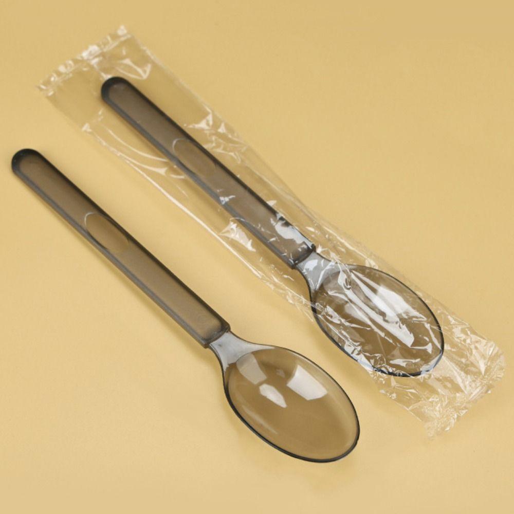 100Pcs Eco-Friendly Ice Cream Spoons Transparent Plastic Spoon  Outdoor Camping