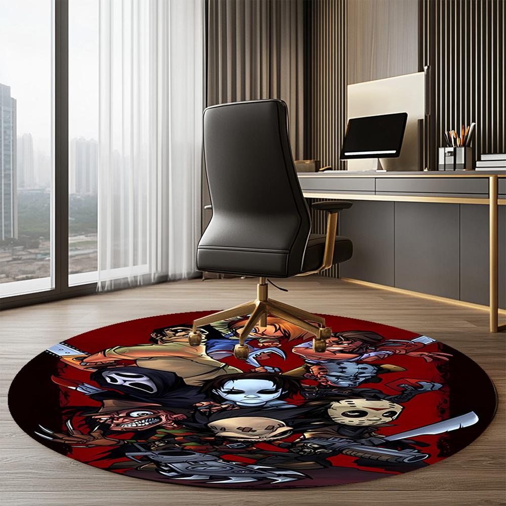 Halloween horror Printed Round Rug Carpet Chair Rug Area Rug Entryway Doormats,for Office Chair Living Room Bedroom Kitchen Room.