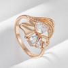 New Hyperbole Ethnic Bride Rings  Rose Gold White Natural Zircon Party Fashion Wedding Jewelry Crystal Flower Big Ring