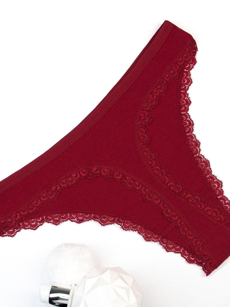 Cotton Thong with Lace Trim ISSA Plus