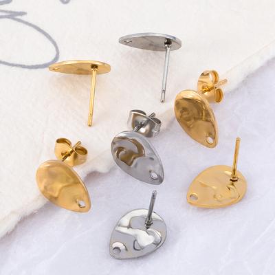 10pcs Irregular Stainless Steel Waterdrop Ear Studs Earring Base with Earplug for Earrings Jewelry Making DIY Findings Accessory