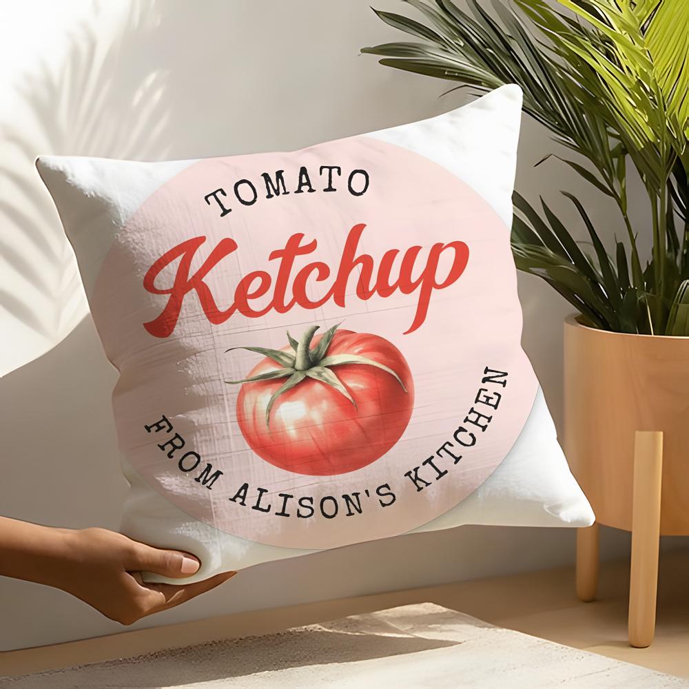 Art Funny Ketchup Label Pillow Case Linen Cushion Covers For Decorative Sofa Home Pillows Case Car Chair Pillows Cases