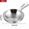 Roostevabast terasest praepann 3-kihiline Professionaalse kvaliteediga terasest pann Köögi praepann Küpsetuspann Wok Nõudepesumasinas pestav 32cm Wokes Pannid