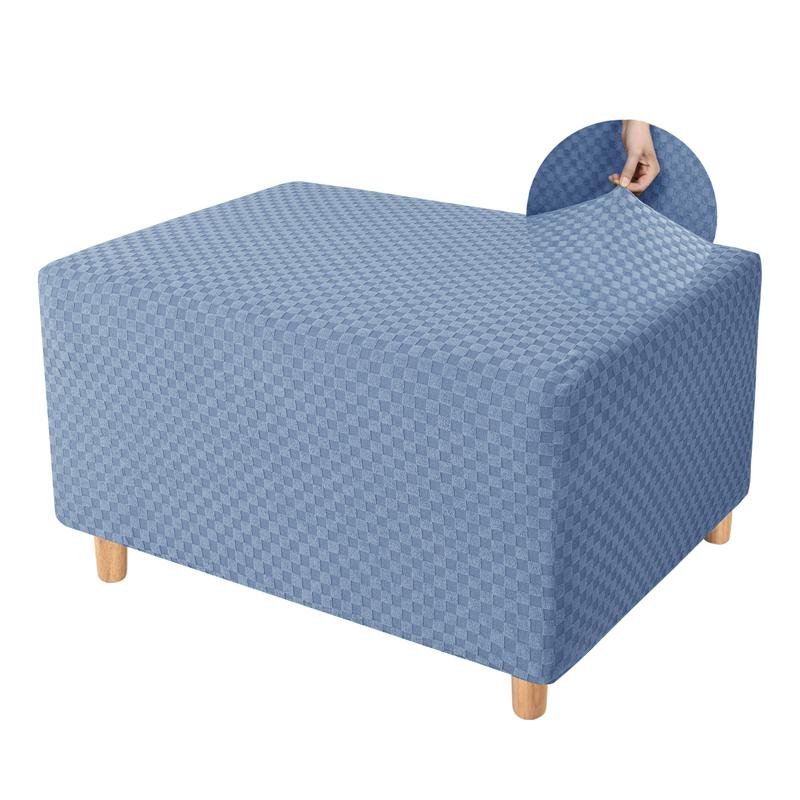 Square Elastic Ottoman Stool Cover Slipcover Jacquard Footstool Sofa Slipcover Furniture Protector Covers Footrest Chair Covers
