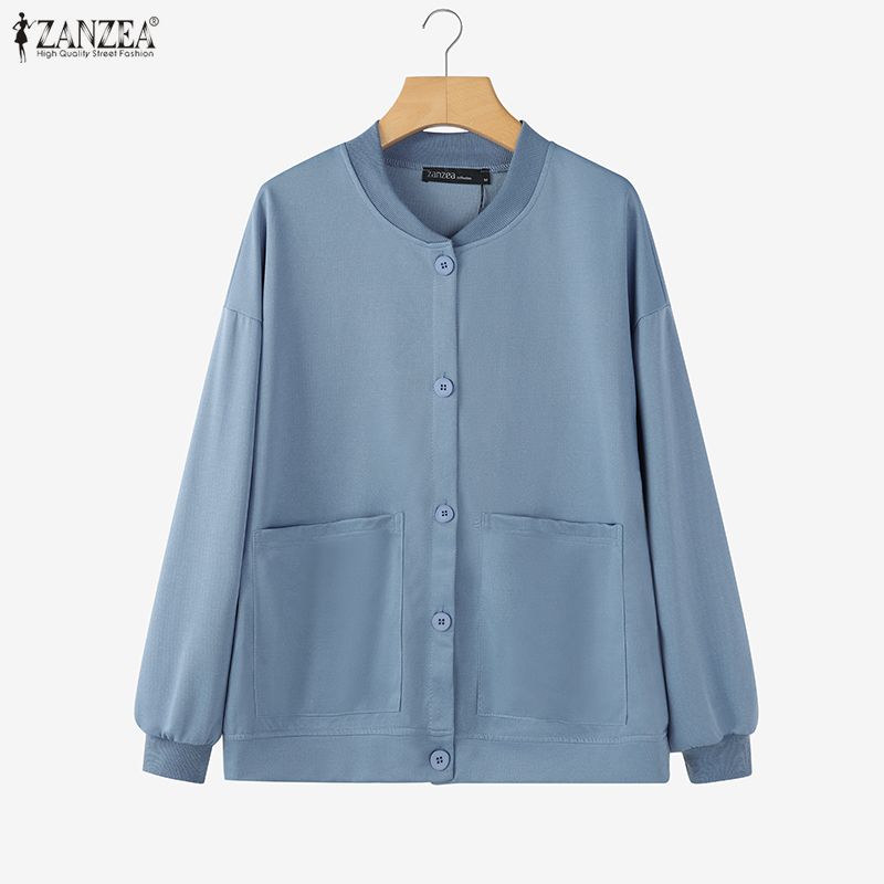 ZANZEA Autumn Women Long Sleeve Buttons Casual Loose Thin Blouse Cardigan Tops
