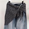 Imitation Silk Women's Silk Scarf Cashew Floral Ruched Skirts Triangle Scarf Belt  Jeans Decoration