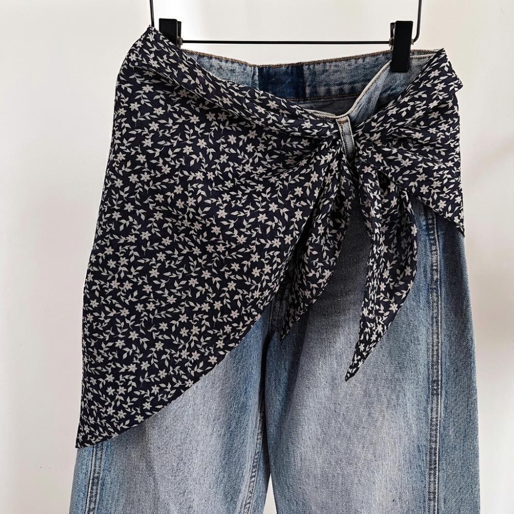 

Imitation Silk Women s Silk Scarf Cashew Floral Ethnic Print Triangle Scarf Belt Y2K Streetwear Apron Wrap Skirt