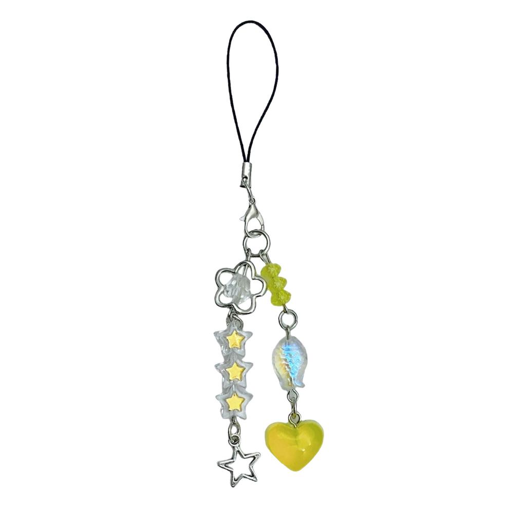 Fashion Heart Statement Pendant Playful Fish Beaded Phone Strap Offering Durability and Style Suitable for Everyday Use